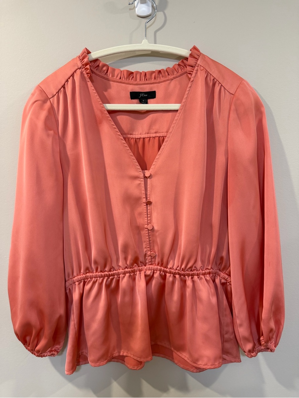 J.Crew Coral Peplum Blouse